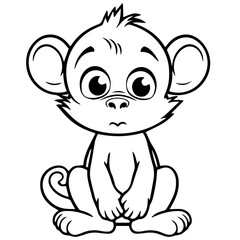 Monkey in vector cartoon to be colored. Coloring book for children