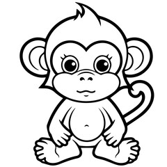 Monkey in vector cartoon to be colored. Coloring book for children