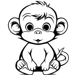 Monkey in vector cartoon to be colored. Coloring book for children
