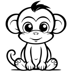Monkey in vector cartoon to be colored. Coloring book for children