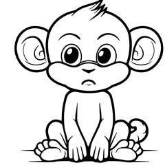 Monkey in vector cartoon to be colored. Coloring book for children