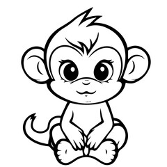 Monkey in vector cartoon to be colored. Coloring book for children