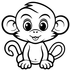 Monkey in vector cartoon to be colored. Coloring book for children