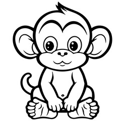 Monkey in vector cartoon to be colored. Coloring book for children