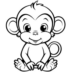 Monkey in vector cartoon to be colored. Coloring book for children