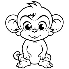 Monkey in vector cartoon to be colored. Coloring book for children
