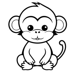 Monkey in vector cartoon to be colored. Coloring book for children
