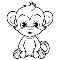 Monkey in vector cartoon to be colored. Coloring book for children