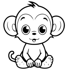 Monkey in vector cartoon to be colored. Coloring book for children