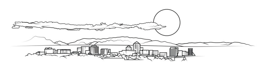 Vector graphic of Albuquerque, New Mexico skyline