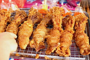 street market food deep fried squids