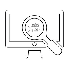 Video Search Icon In Outline Style