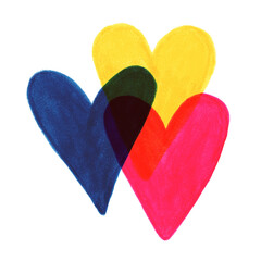 Colorful hearts risograph retro illustration