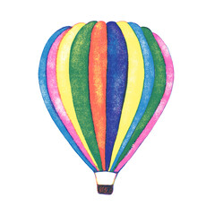 Hot air balloon risograph retro illustration