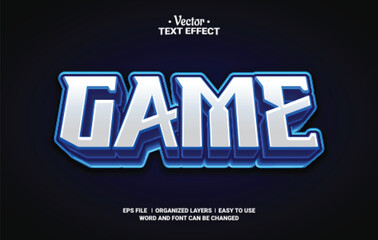 Naklejka na ściany i meble 3d Game Editable Vector Text Effect.