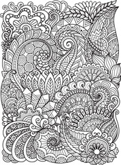 Zentangle inspired flowers for coloring page, engraving, laser cut and so on. Editable lines thickness. Vector illustration.