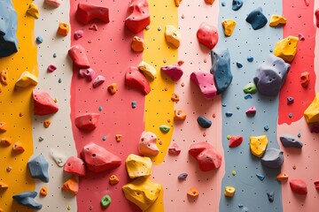 A colorful indoor climbing wall. - obrazy, fototapety, plakaty