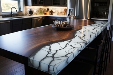 Beautiful countertop made with white epoxy resin.