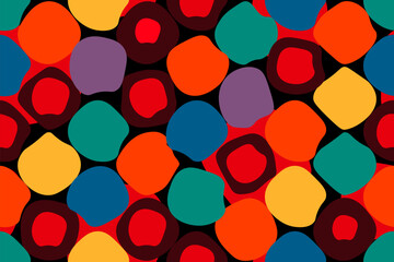 Creative seamless abstract art background with red,orange,yellow,blue and green dots. Collage vector illustration.