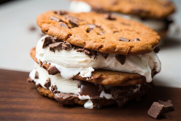 Fototapeta na wymiar Homemade ice cream sandwich with cookies.