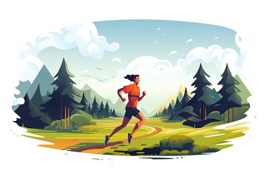 Cartoon Cross country runner at track.