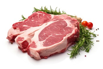 Raw meat on white background.