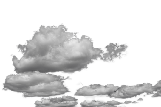 white fluffy clouds standing out against a black background and a blue sky