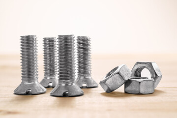 Industrial steel hardware bolt and nuts isolated
