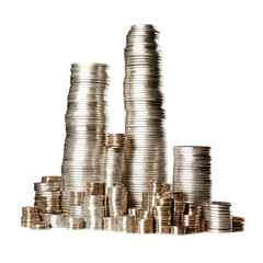 Silver coin towers alone in the darkness