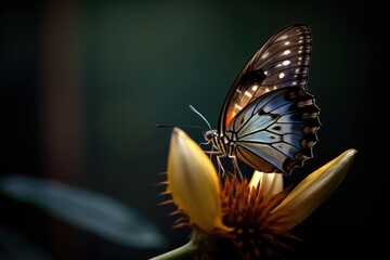 butterfly resting on a flower after leaving chrysalis