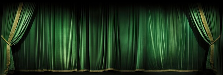 A green velvet theater curtain, background