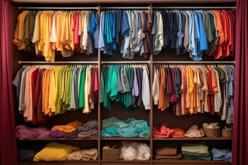 clothes organized by color in a closet