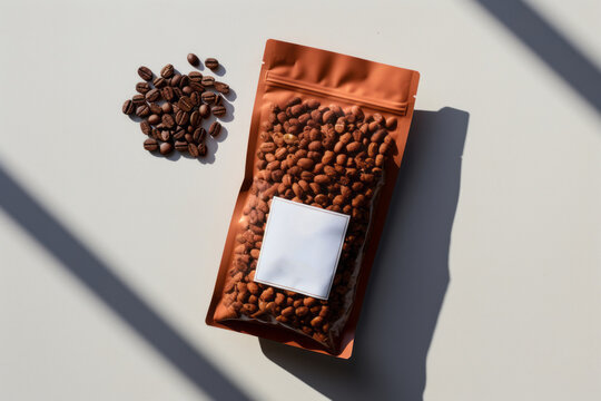 Mockup Bolsa Transparente Para Marca De Café, Aesthetic Packaging Elegante Y Moderno