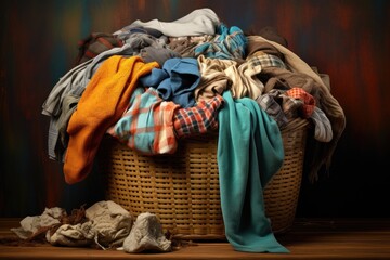 Fototapeta na wymiar laundry basket filled with dirty clothes