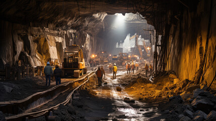 photograph of Concrete Road Tunnel Construction Excavator