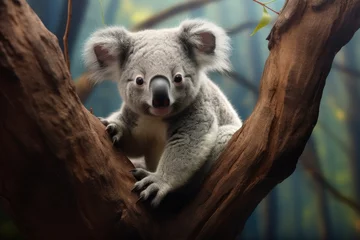 Foto op Plexiglas Koala on tree in wild nature. Generative ai © alexanderuhrin