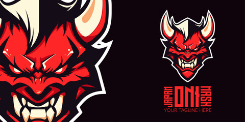 Elevate Your Team's Identity with a Japan Oni Mask Mascot: Captivating Logo Design for Sports and Esports