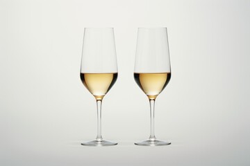 Two flutes of champagne on a white background.