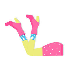Female Legs in Pink Boots with Heels Polka Dot Skirt Decorative Element