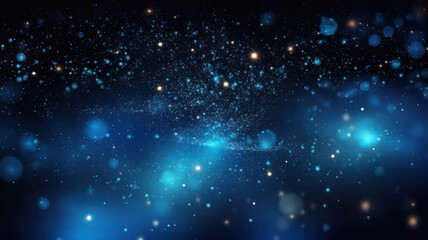 Abstract Dark Blue Background with Glowing Particles