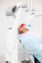 Professional teeth cleaning in a dental clinic