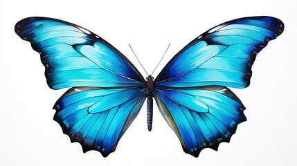  a blue butterfly flying in the air with wings spread out.  generative ai