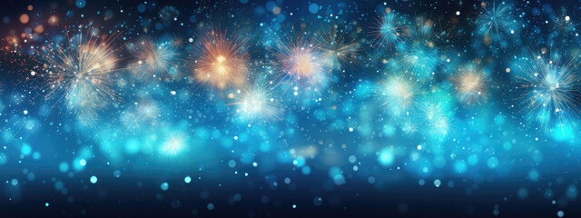 Fototapeta premium Beautiful creative holiday background with fireworks. Celebration and anniversary concept. AI generated