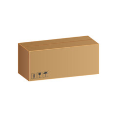 Cardboard box realistic vector illustration isolated on white background