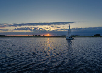 A sailing boat during sunset