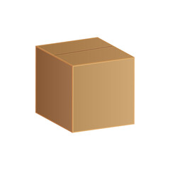 Cardboard box realistic vector illustration isolated on white background