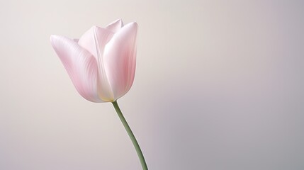 Obraz na płótnie Canvas a single pink tulip in a vase on a table. generative ai
