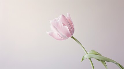  a single pink tulip in a vase on a table.  generative ai