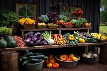 Obraz na płótnie Canvas colorful heritage vegetables on a farm stand