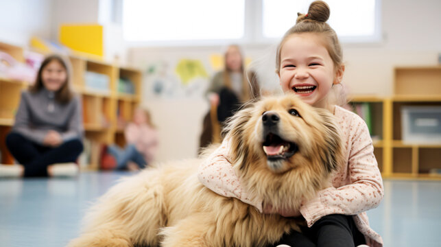 realistic picture of use of dogs for health children
